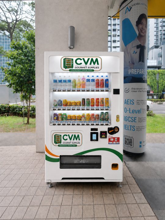 CVM by Gourmet Supplies machine installed in a sheltered void deck walkway at Middle Road, Bugis